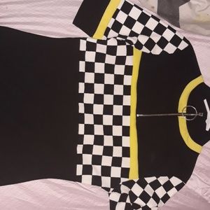 Checkered o-ring mini dress